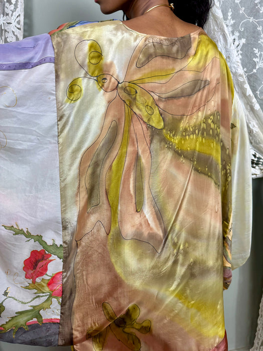 Hoda, 70s hand painted silk kaftan