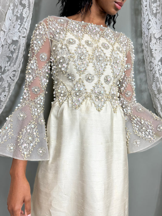 Fifi, 60s couture beaded silk and net dress