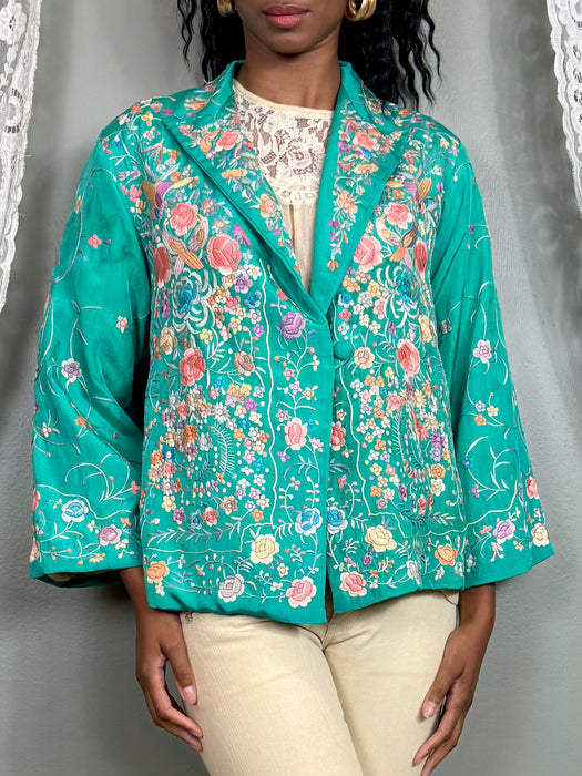 Aqua, 30s Chinese floral embroidered jacket