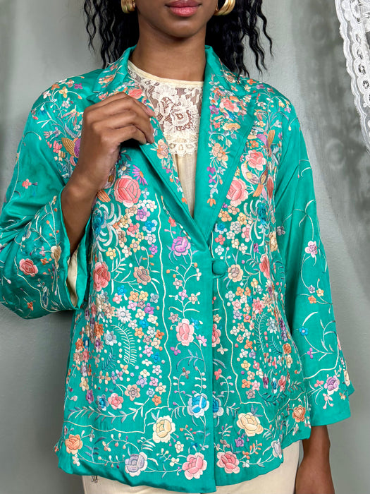 Aqua, 30s Chinese floral embroidered jacket