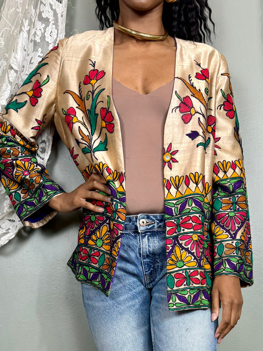 Polly, 70s silk floral Indian jacket