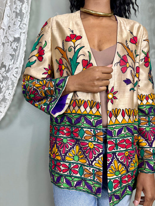 Polly, 70s silk floral Indian jacket