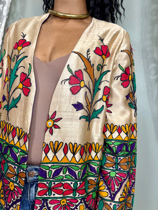 Polly, 70s silk floral Indian jacket