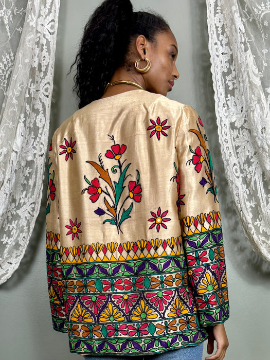 Polly, 70s silk floral Indian jacket