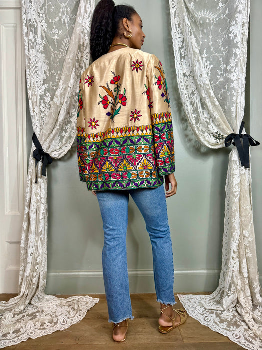 Polly, 70s silk floral Indian jacket