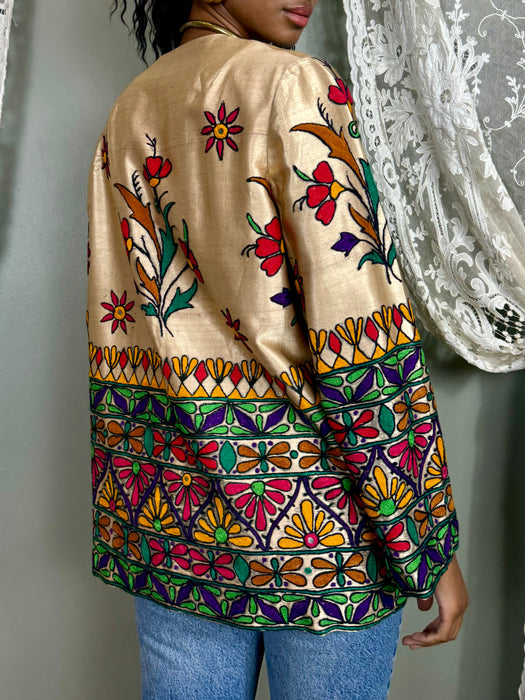 Polly, 70s silk floral Indian jacket