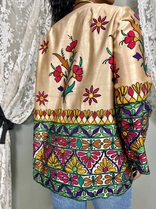 Polly, 70s silk floral Indian jacket