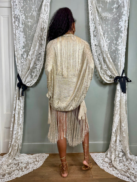 Sezane, 20s gold sik fringed tunic