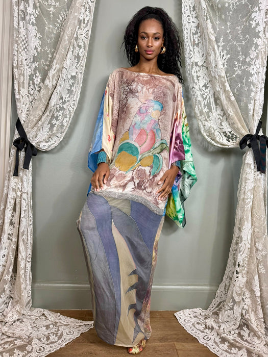 Bablu, reversible hand painted vintage kaftan