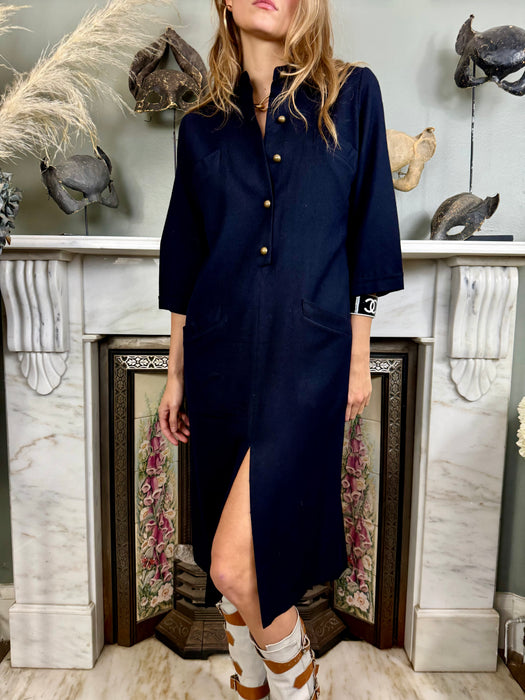 Giulia, navy wool button dress