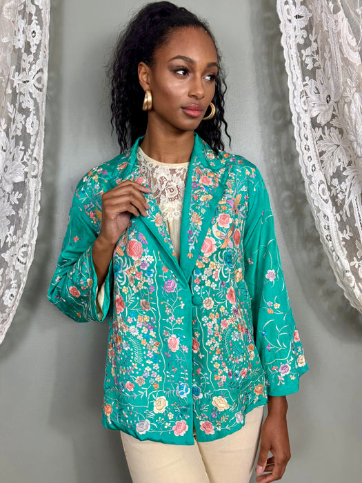 Aqua, 30s Chinese floral embroidered jacket