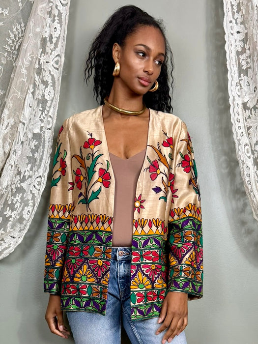 Polly, 70s silk floral Indian jacket