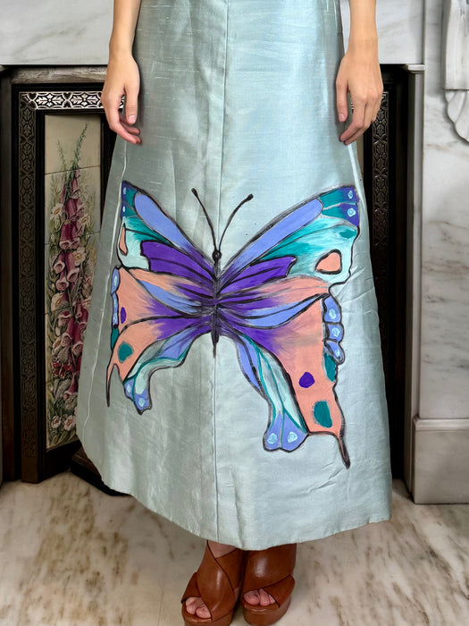 Mariposa, 60s beaded hand painted silk dress