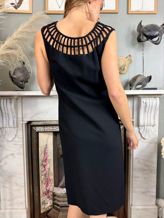 Modena, 60s silk black cage collar dress