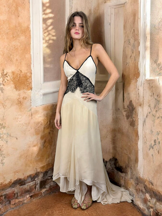 Maine, vintage cream chiffon and ice dress