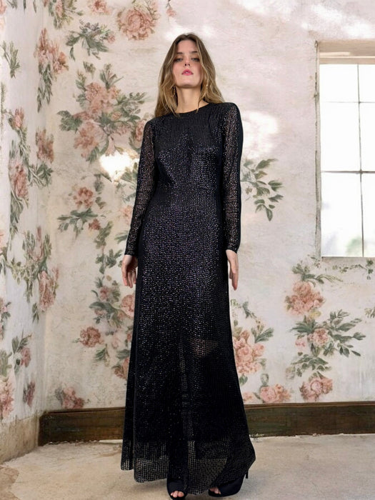 Julien Macdonald, 90s black sequins long dress