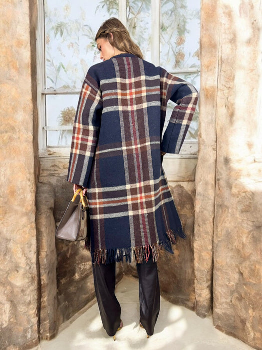 Lense, vintage plaid fringed coat