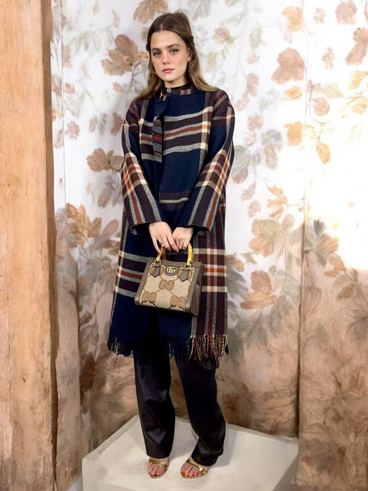 Lense, vintage plaid fringed coat