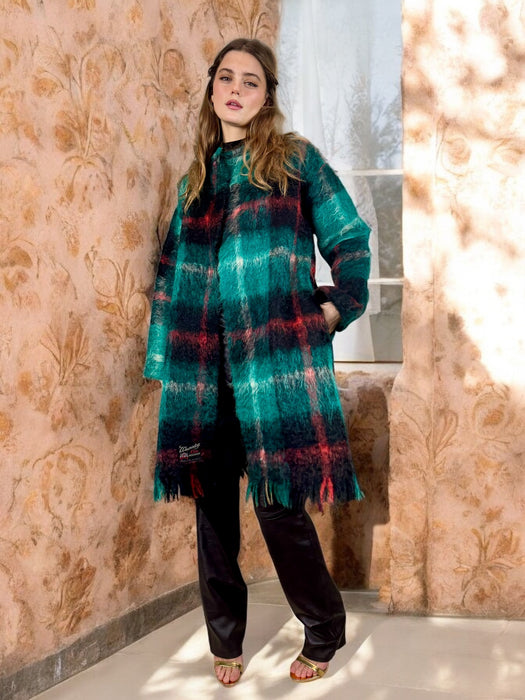 Amanda, vintage plaid fringed coat