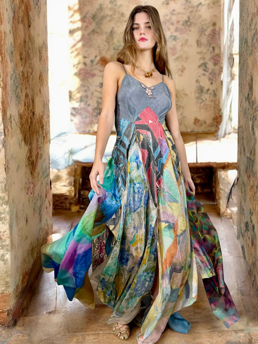 Agnes, mixed hand painted scarf dress