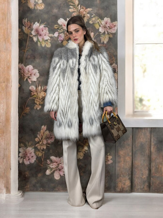 Oura, faux fur chevron 70s coat